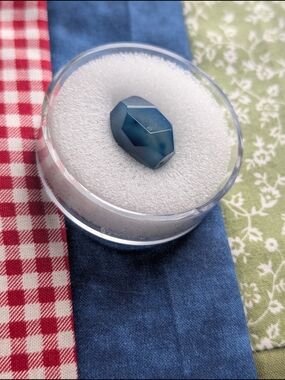 Vintage Gorgeous Ominous Iolite Quartz Faceted Nugget Blue Stone Bead